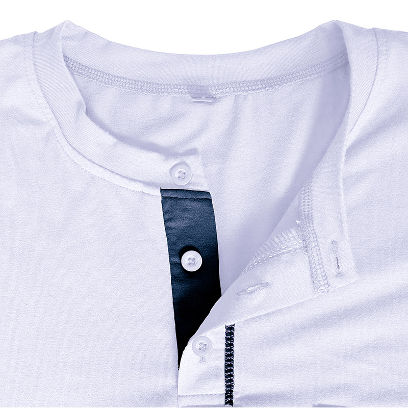 217g Weight Long Sleeve Sleeve Length Half Placket Placket Type Regular Sleeve Sleeve Type Cotton Blend Fabric Type Regular Top Length T-shirt Tops Type Daily Occasion Round Neck Neckline Breathable Function Regular Fit Fit Type Solid Color Pattern Spring, Autumn Season Men's Gender Casual Style Wholesale Men's Casual Solid Color Long Sleeve Men's Tops 27