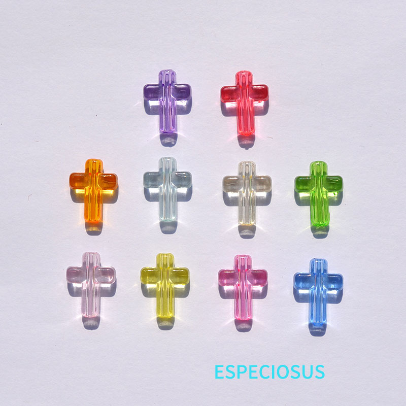 transparent color cross beads loose beads acrylic beads vertical hole diy jewelry accessories beaded spacer beads decoration