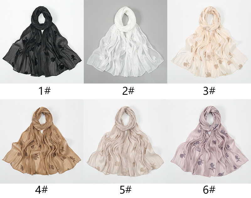 Luxury Floral Embroidered Scarf For Beach And Sun Protection_voghion.com
