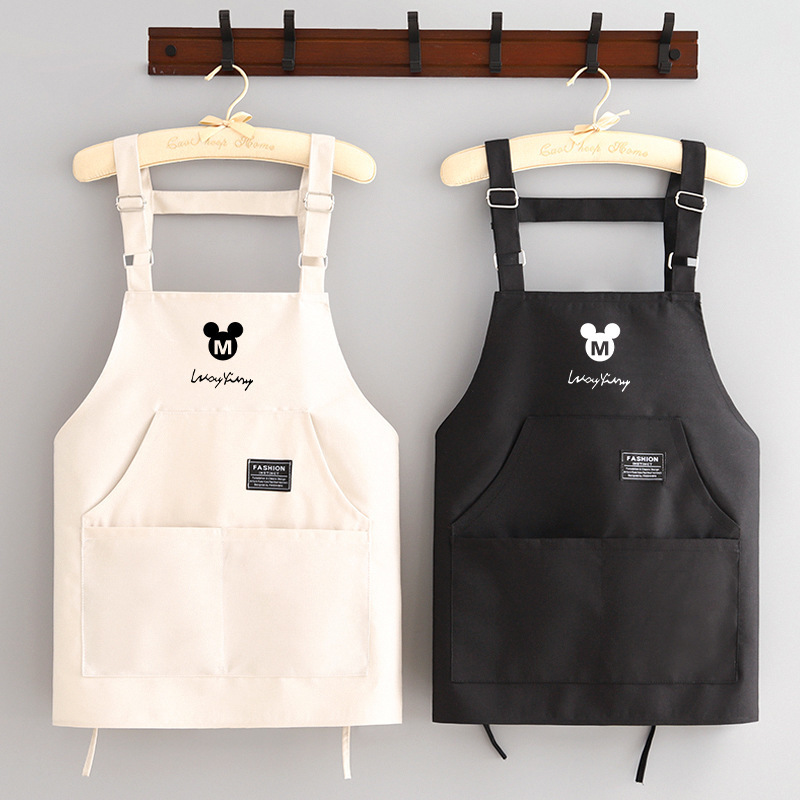帆布防污卡通围裙厨房家用耐脏做饭围腰餐饮专用工作服透气女印字