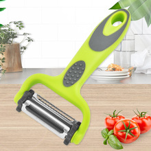 不锈钢削皮刀厨房家用多功能旋转削皮器三合一刨皮器果蔬瓜刨工具