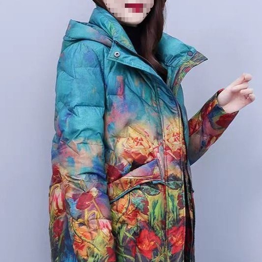 妈妈羽绒服短款2025冬季新款花色中老年宽松大码小个子白鸭绒外套