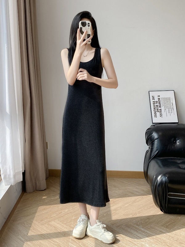 套装女2025秋季新款慵懒风修身短款开衫气质中长款针织吊带连衣裙|undefined