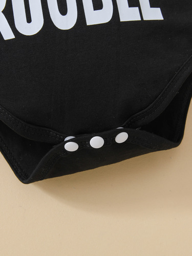 Summer New Kids' Letter Print Casual Tri-Top Bodysuit