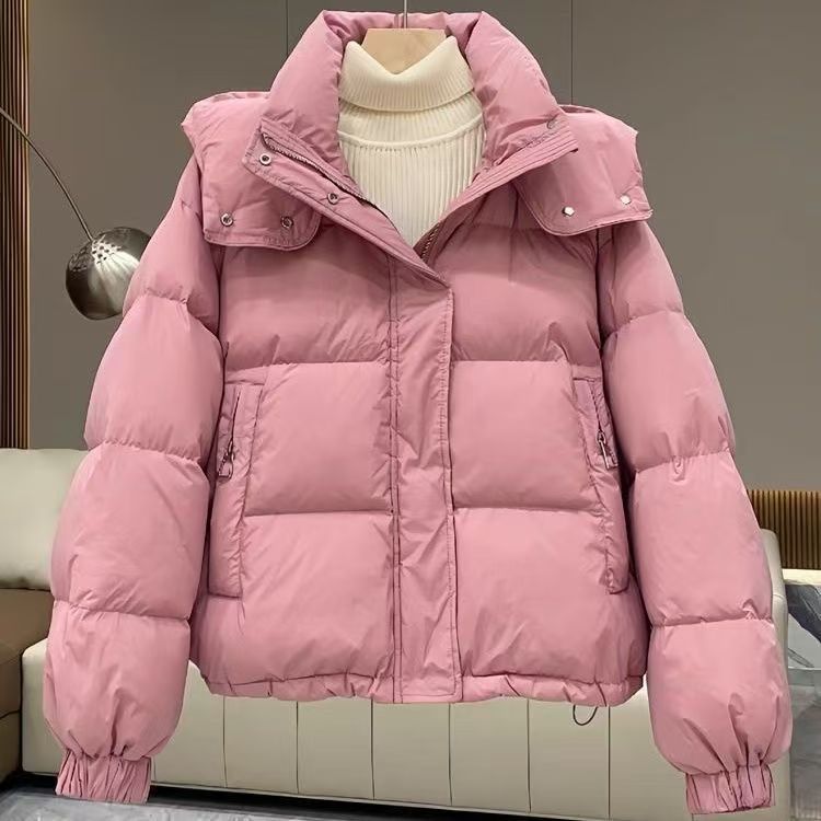 美拉德短款小个子连帽羽绒棉服女2025新款宽松大码加厚冬外套女装|undefined