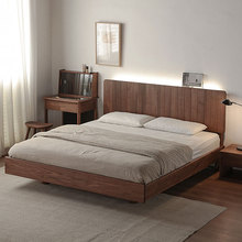 复古实木床悬浮床1.5米主卧北欧床现代简约1.8米黑胡桃木双人