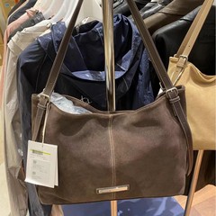 韓国M Kスエードバッグ ヴィンテージ風 マット加工 スエード素材 ミックスデザイン シンプル インス風 おしゃれ ワンショルダー 脇下バッグ レディースバッグ
