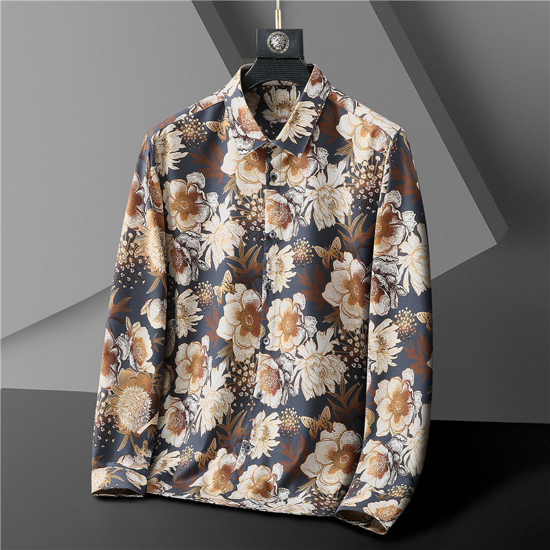 European and American Cross-border plus size Men's Long-sleeved Printed Shirt for Chubby Spring and Autumn Loose Casual Plus Large Size Shirt European and American Cross-border plus size Men's Long-sleeved Printed Shirt for Chubby Spring and Autumn Loose Casual Plus Large Size Shirt