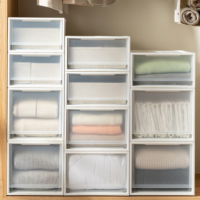 磨砂白色抽屉收纳柜 衣服收纳箱储物箱子 衣柜收纳盒抽屉盒厂家品