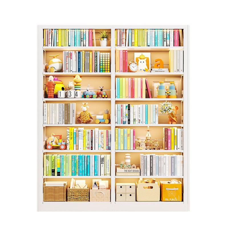 Estante de estantería de acero para el hogar Biblioteca de almacenamiento multicapa Sala de estar Estante de piso a techo Estante de almacenamiento para libros ilustrados para niños
