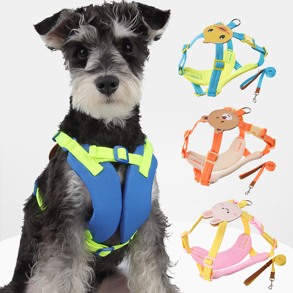 Cute Cartoon Dog Carrier Small Pet Leash for Teddy Corgi Bichon Frise Outdoor Nylon Seat Belt Casual Printing Style Summer Clearance Sale_voghion.com