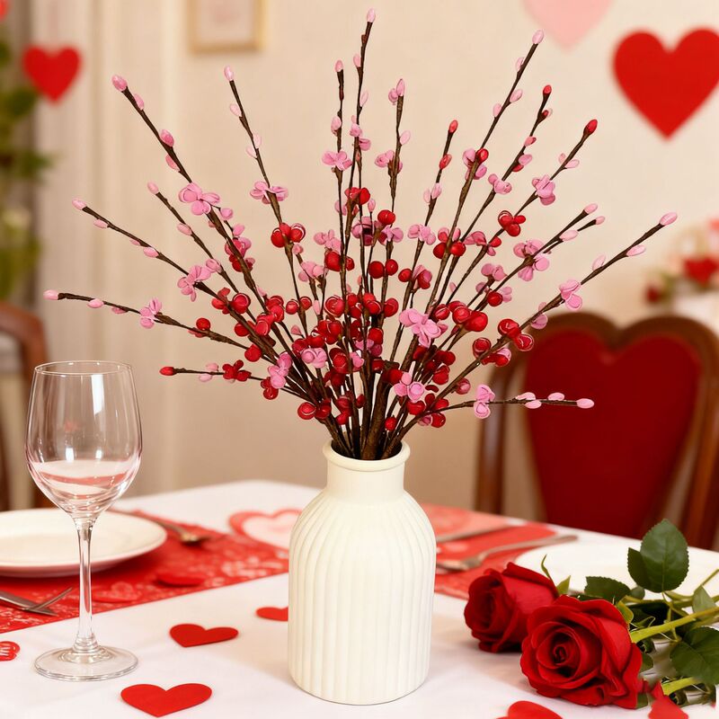 Artificial Jasmine Flowers Cross-Border Holiday Decoration Home Decor Kitchen Flowers Pe Roll Plum Blossom Berries Valentine's Day
