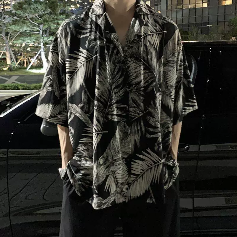 Tide, summer thin shirt, jacket, floral print, oversize