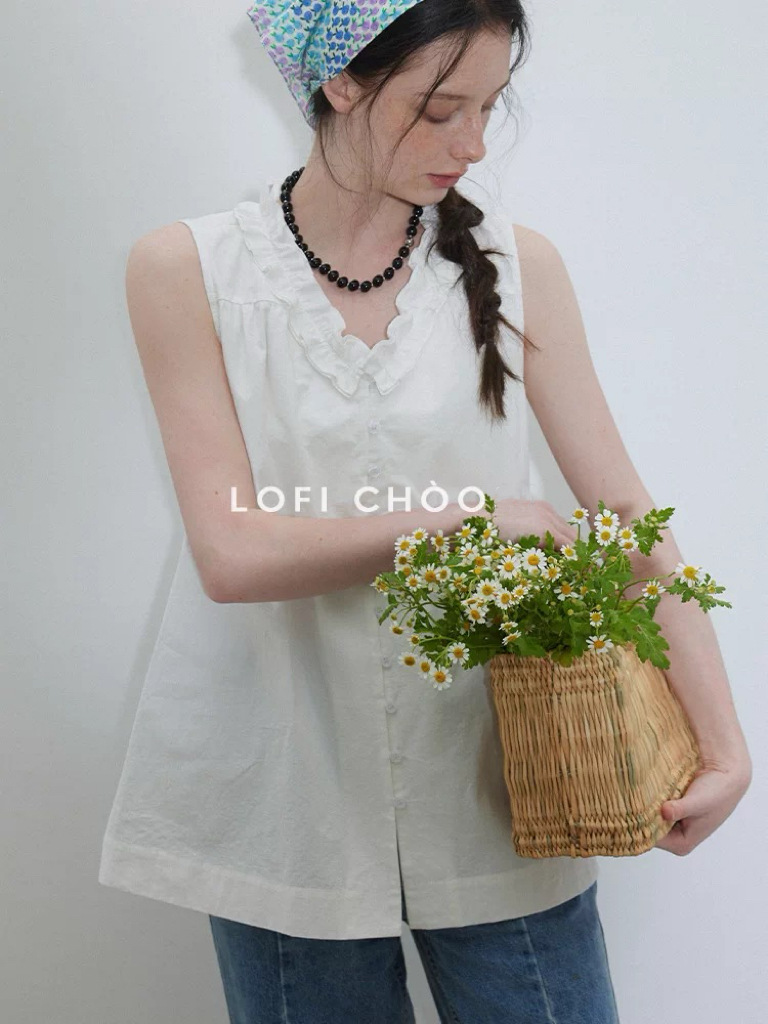 Design cotton summer shirt sleevless