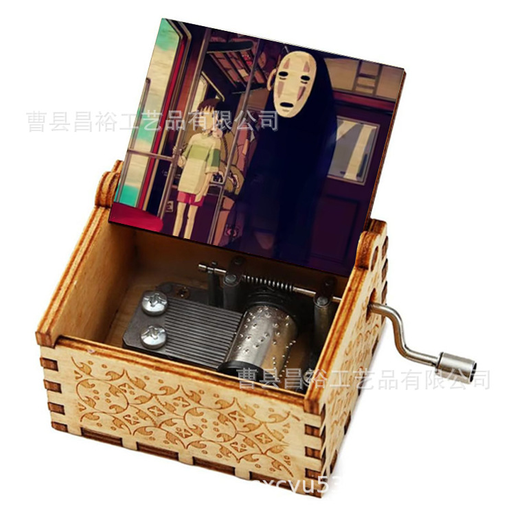 木製の手作りオルゴール創意カラープリント千と千尋のオルゴール木製の手を振ってオルゴールクロスボーダー専用です。