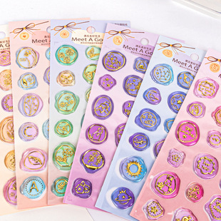 Bronzing paint seal sticker translucent seal printing adhesive sticker gradient color three-dimensional hand account decoration paste wholesale