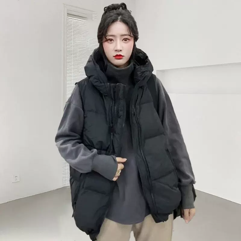 马甲羽绒女款冬季女短款外套2024新款高级感连帽羽绒服背心