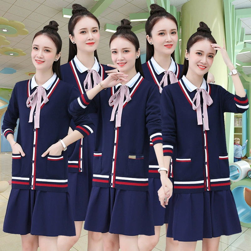 Учитель детского сада профессиональная рабочая одежда осенне-зимний костюм в стиле колледжа образование комплект из двух предметов платье свитер садовая одежда