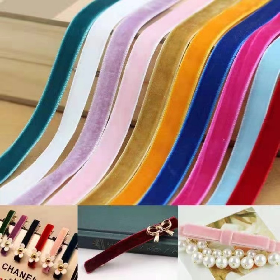 1cm de ancho cinta de terciopelo unilateral cinta de terciopelo, vestimenta festiva antiguo toque de cabeza cinta accesorios de decoración