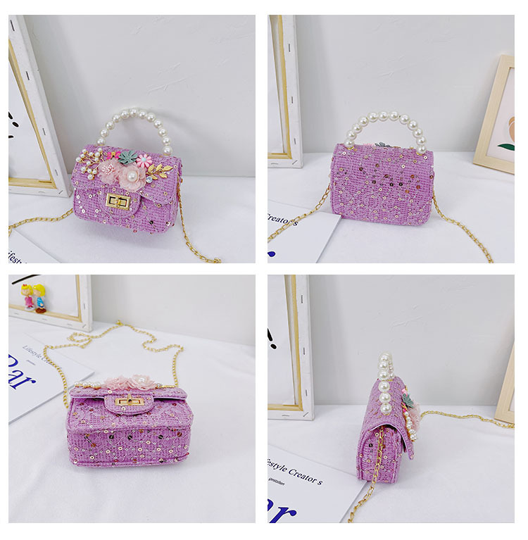 Girl'S Cloth Flower Bow Knot Cute Sequins Pearls Square Lock Clasp Crossbody Bag display picture 78