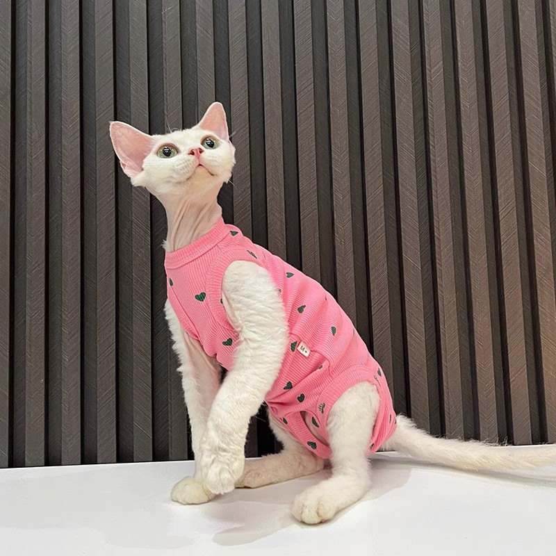 Protecție confortabilă pentru burtă elastică de vară pentru prevenirea răcelilor Vestă cu patru picioare cu aer condiționat Haine pentru pisici fără păr Sphynx cat German