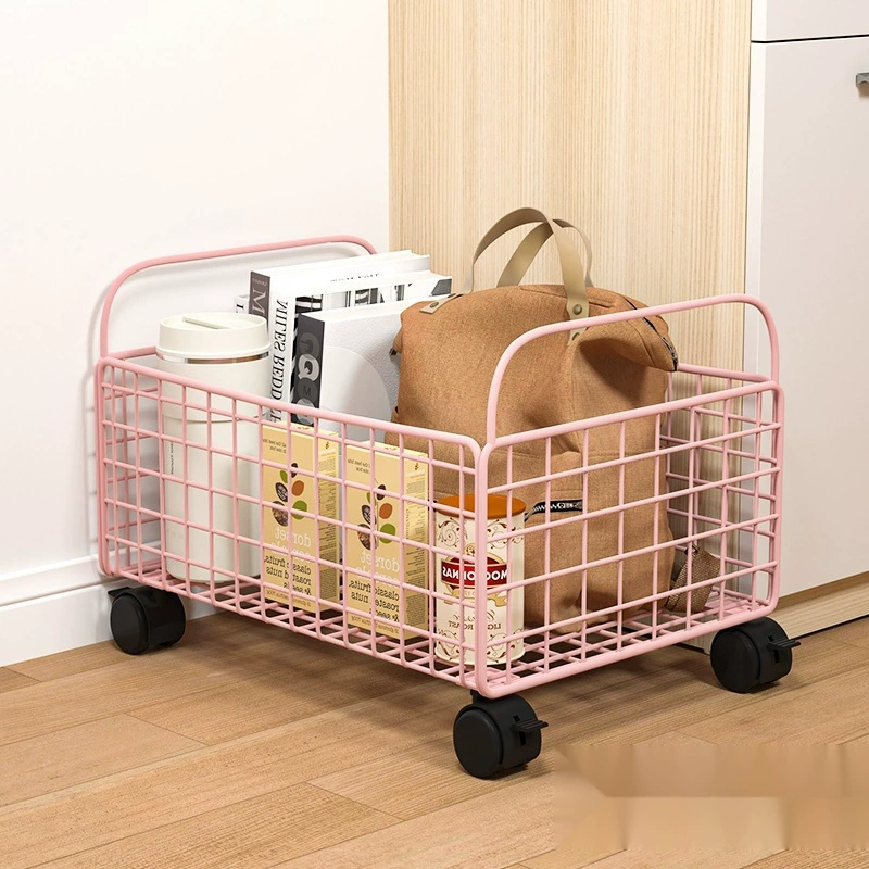 Стеллаж для хранения школьных сумок, стеллаж для хранения закусок, стеллаж на роликах, корзина для хранения, железная тележка для книг на колесиках, ящик для книг под столом