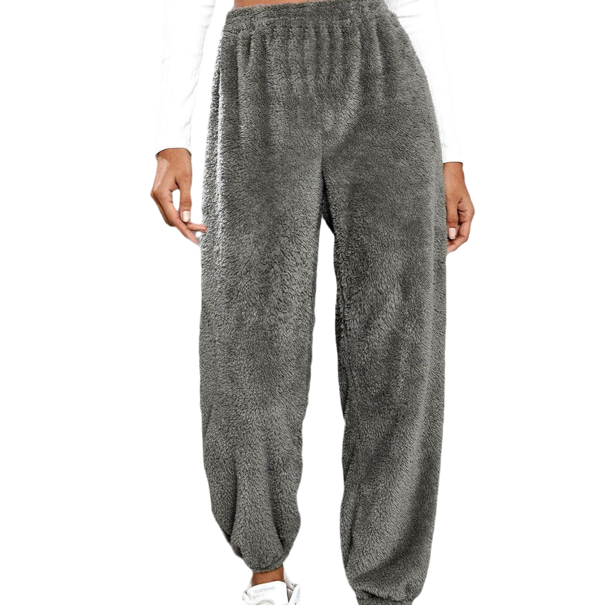 2023 Ropa de mujer transfronteriza europea y americana Amazon AliExpress casual versátil color sólido pantalones largos de mujer pantalones deportivos de lana temperamento image 7