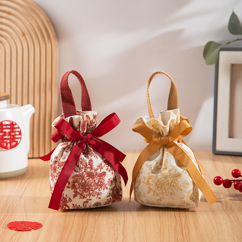 国风布袋礼品袋糖果袋婚礼节日装饰袋伴手礼国风蝴蝶结礼品袋