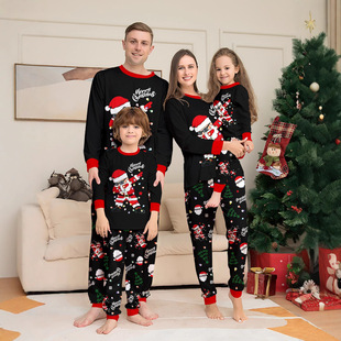 2025 New European and American Christmas Parent-Child Outfits Family Outfits Santa Claus Lantern Print Home Clothes Pajamas Set