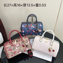 Kou C ボストンハンドバッグショルダーローワンミニクロスボディ PU レディースバッグフルプリント老眼枕バッグレトロ