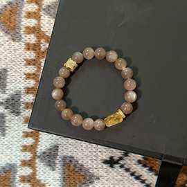 奶茶月光黄胶花咖啡色低饱和光感单圈女生高级感潮流时尚手链手串