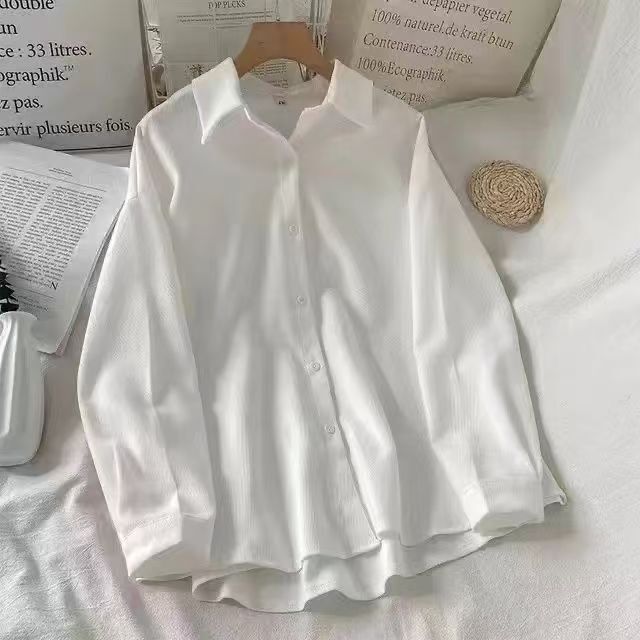 春日粉色打底衬衫女春秋装2025年新款衬衣小个子宽松内搭上衣外套|undefined