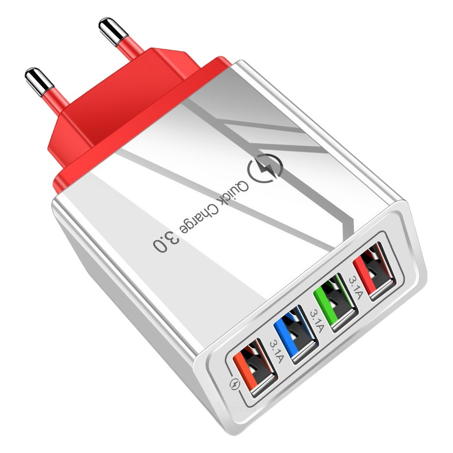 4usb adaptador de corriente americana y europea estándar 5V3A multi-Puerto USB cabeza de carga cargador de teléfono móvil en stock Venta caliente transfronteriza