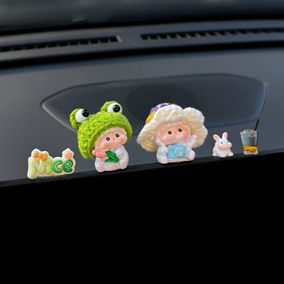 Car ornaments Ornament, Car Screen Decoration, Interior - 2-pack-combination-threefrog-lamb-camera-lamb