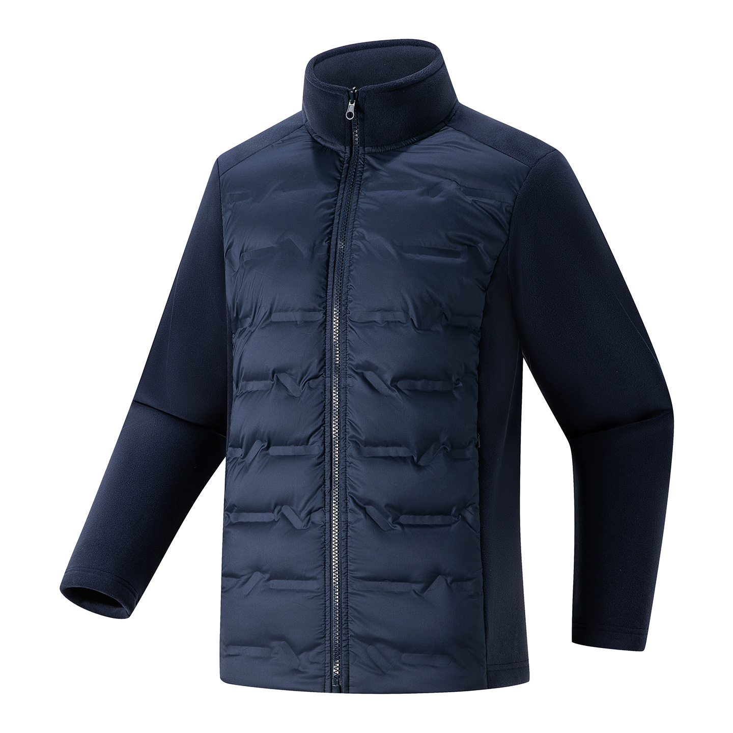 Transfronterizo otoño y invierno blancos de pluma de pluma masculina de invierno de cuello vertical de pelusa de seda de cremallera caliente chaqueta de costilla