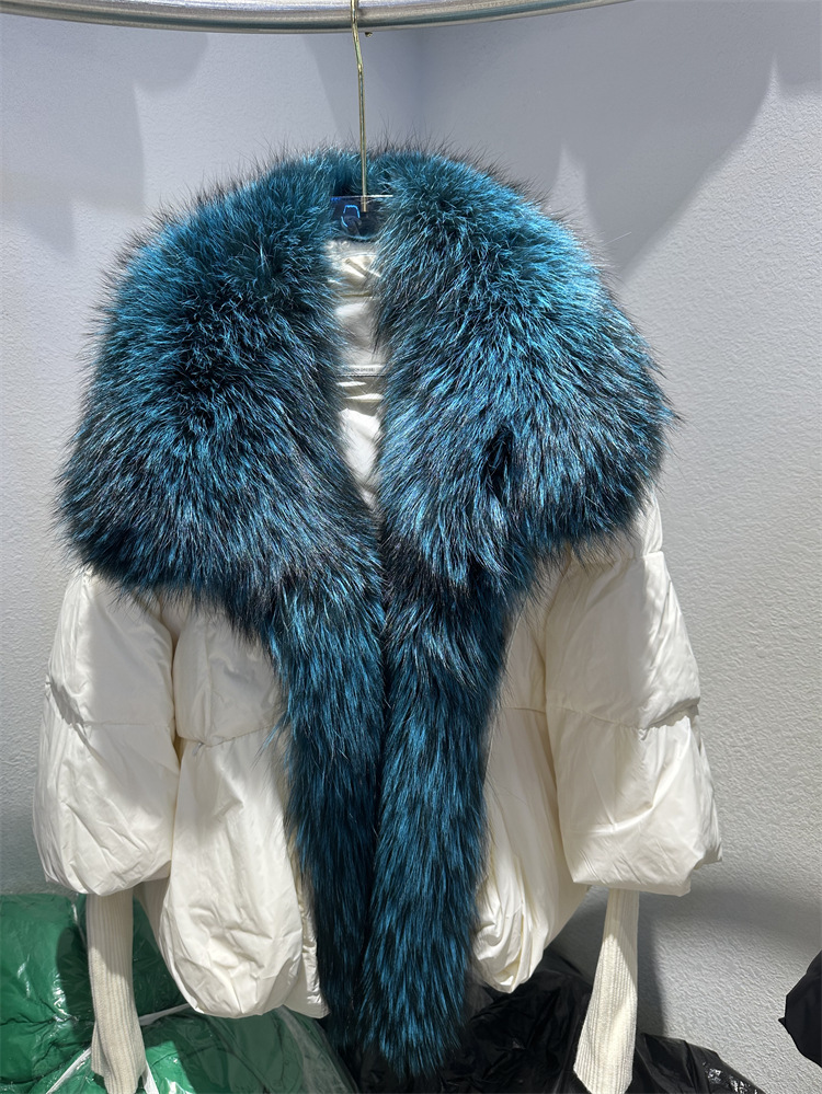Women's Down Jacket With White Duck Down And Fur Short Coat_voghion.com