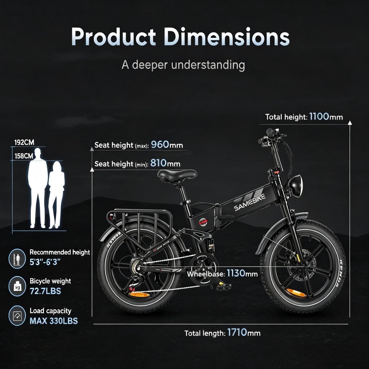 In stock at the US warehouse 20inch Full suspension fat tire folding electric bicycle cross-border dropshipping peak power 1800W