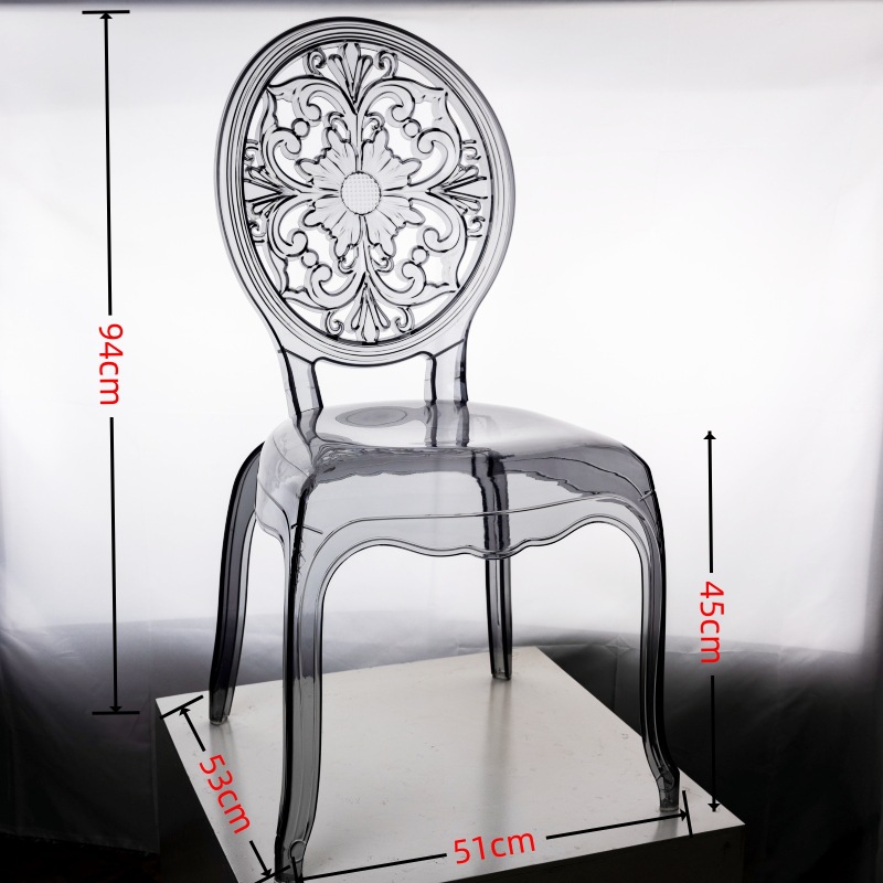 Silla acrílica de comercio exterior, silla transparente de palacio, silla con respaldo, mesa y silla simples, silla para banquete de hotel, auditorio, boda