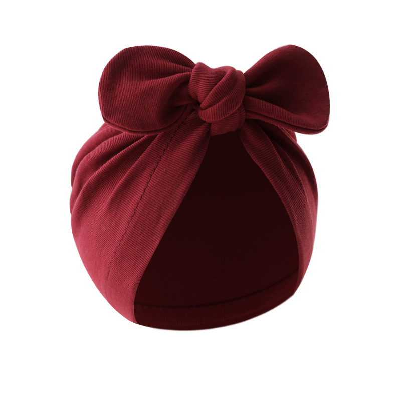 Baby Girl's Baby Boy's Simple Style Solid Color Bow Knot Baby Hat display picture 15