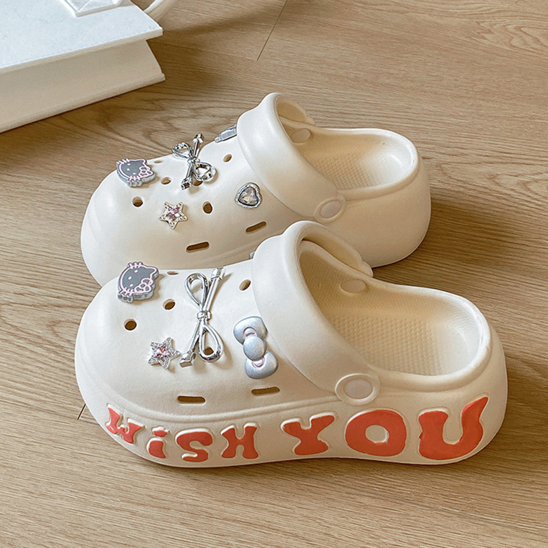 7cm New Cartoon Cute Hole Shoes for Women Summer Outer Wear Student Dormitory Eva Thick-Soled Baotou Garden Sandals