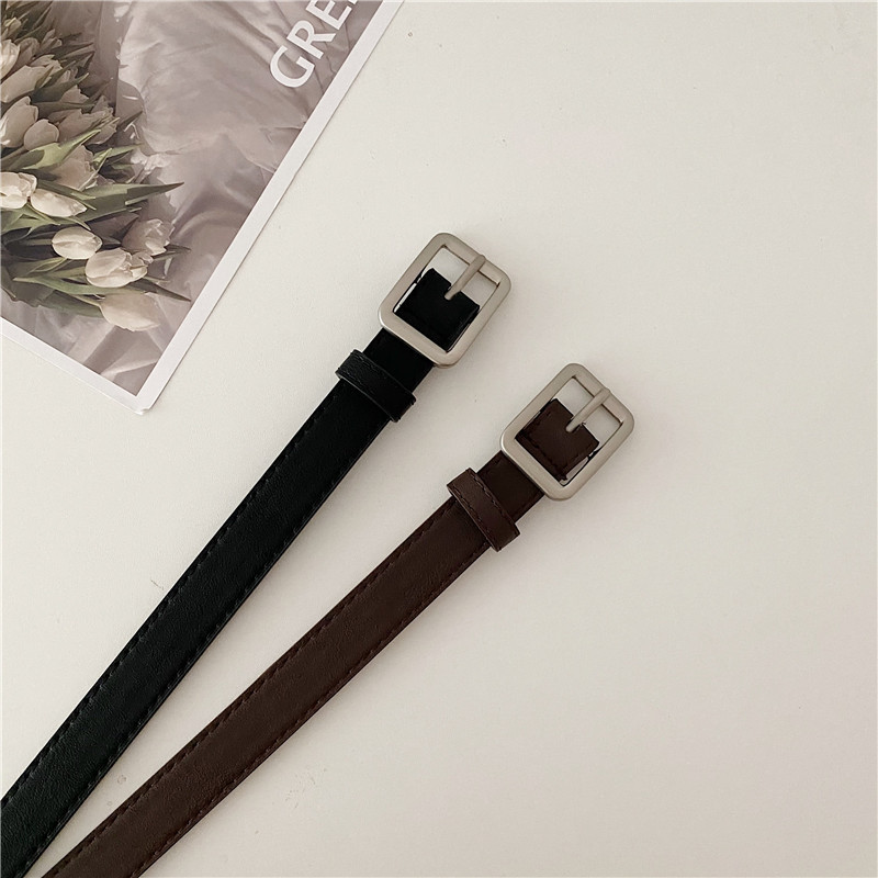 Classic Black Small Belt Women Ins Style Fashion Belt All-match Fine Decoration Vintage Student Jeans Belt