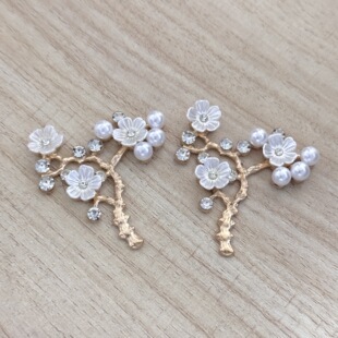 Pearl Rhinestone plum blossom branch handmade diy alloy accessories bridal hair accessories material jewelry accessories factory direct sales