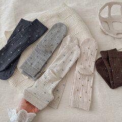 碎花袜子女早秋无骨中筒袜ins潮白色花边堆堆袜配德训鞋长袜秋季