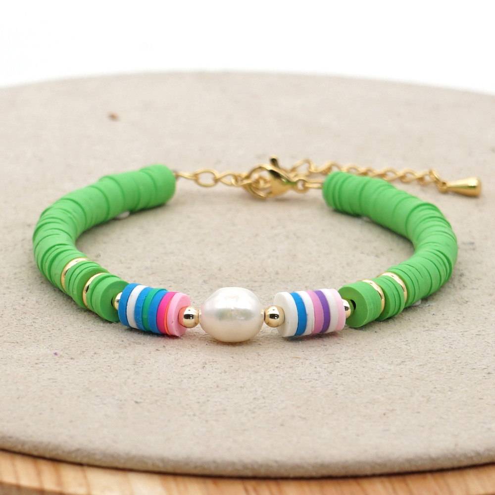 Color Block Fashion No Inlaid Soft Clay Bracelets Wholesale display picture 9