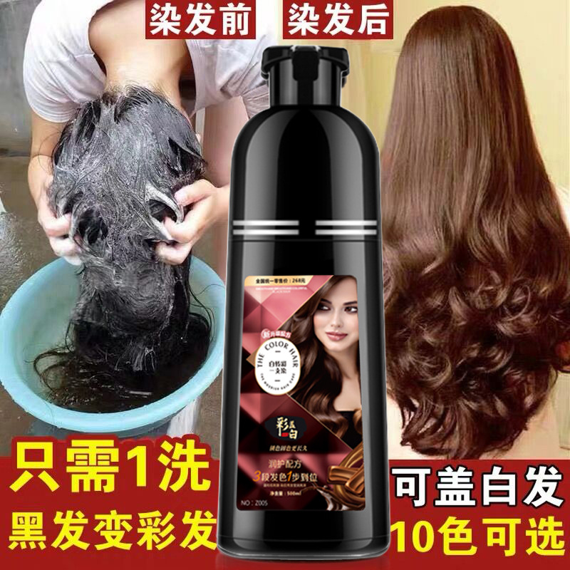 蓋白髮染髮劑植物泡泡染髮膏遮白髮一洗彩洗髮產品廠家批發