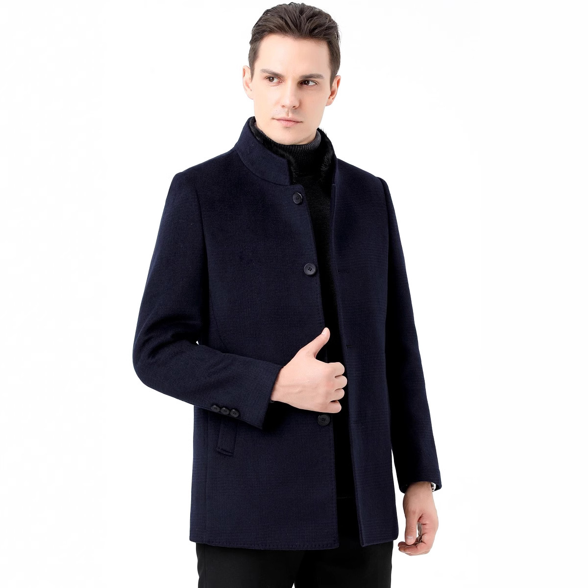 Woolen double-sided cashmere long woolen coat for boys