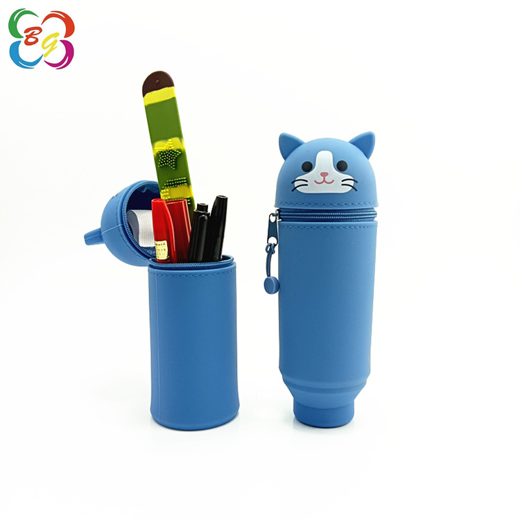 Dibujos animados transfronterizos lindo y divertido portalápices de silicona plegable cilíndrico lindo animal retráctil portalápices para estudiantes