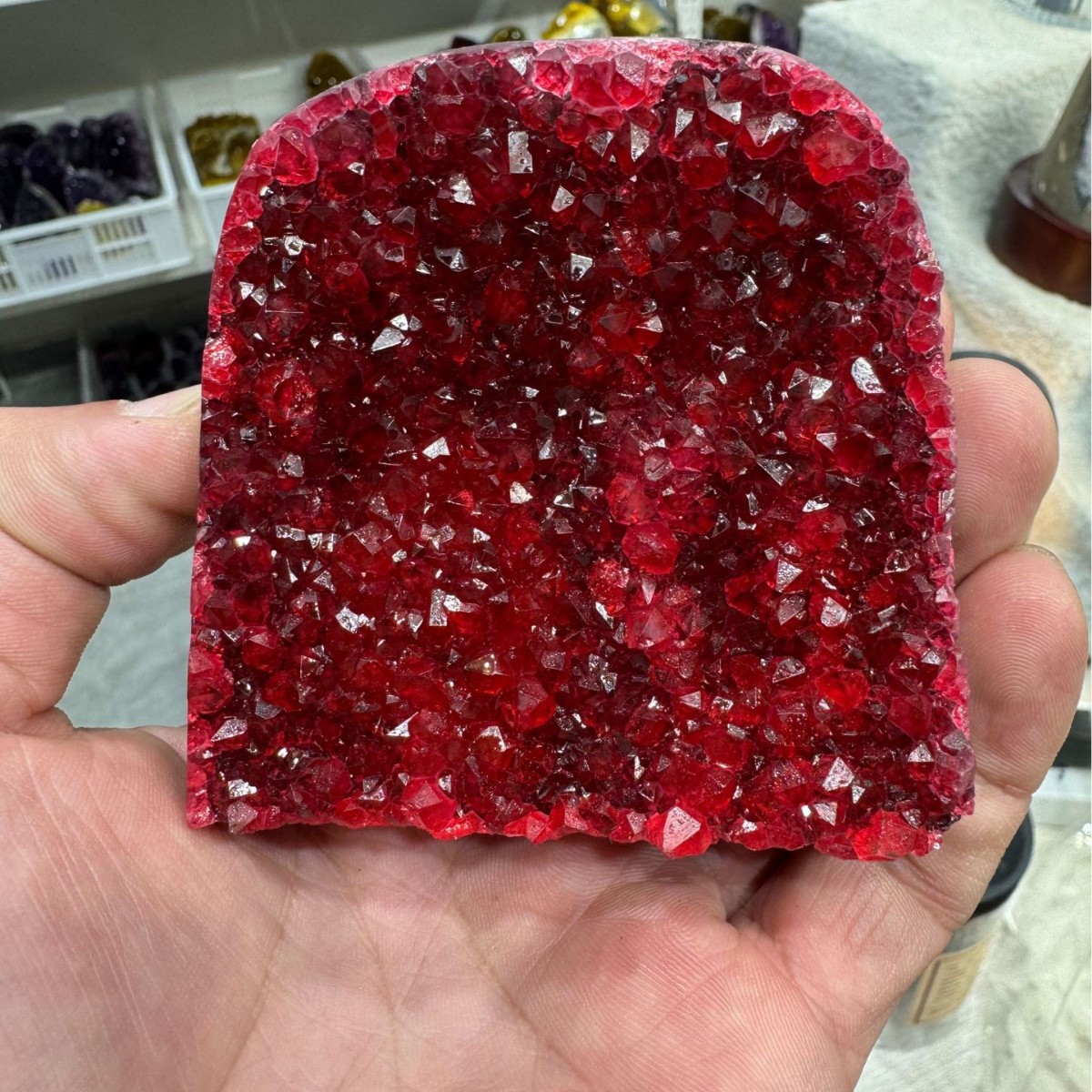 红水晶簇原石摆件跨境外贸货源家居办公室摆件现货批发玛瑙
