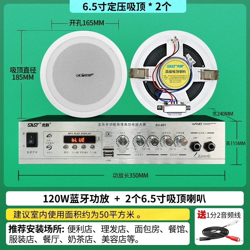 先科SA-1天井スピーカーセット定圧アンプ背景音楽天井オーディオ天井天井スピーカー|undefined