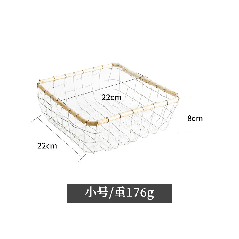 ins铁丝铁艺编织收纳篮零食杂物收纳筐水果面包储物篮手工手提篮|undefined